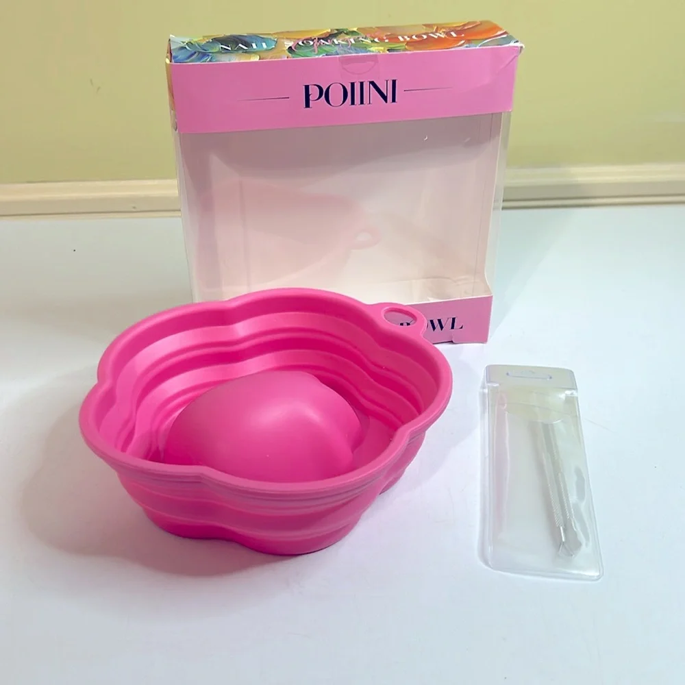 Pink Silicone Nail Soaking Bowl And Tools